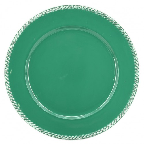 Green plate with silver edge